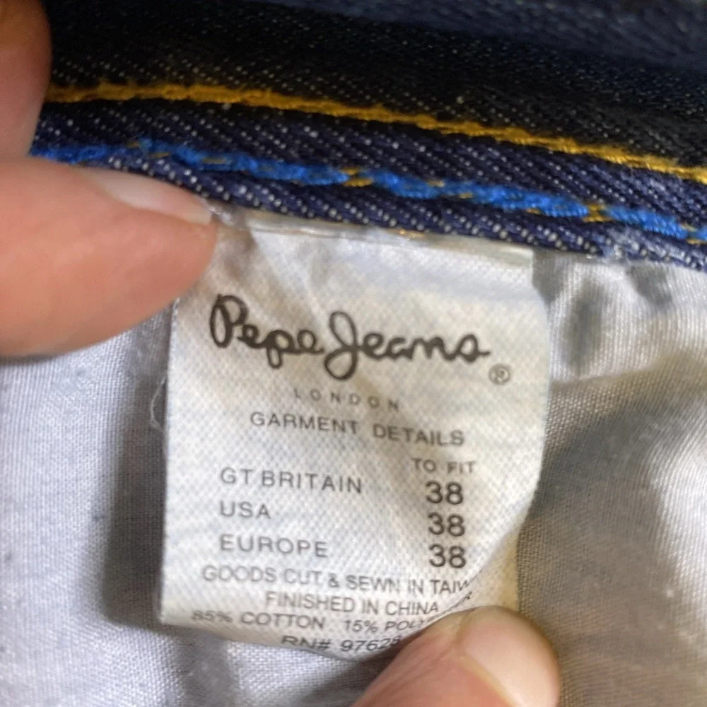 Pepe Jeans‎ Mens 36 Straight Leg Blue Paint Splatter Barbed Wire Graphic Denim